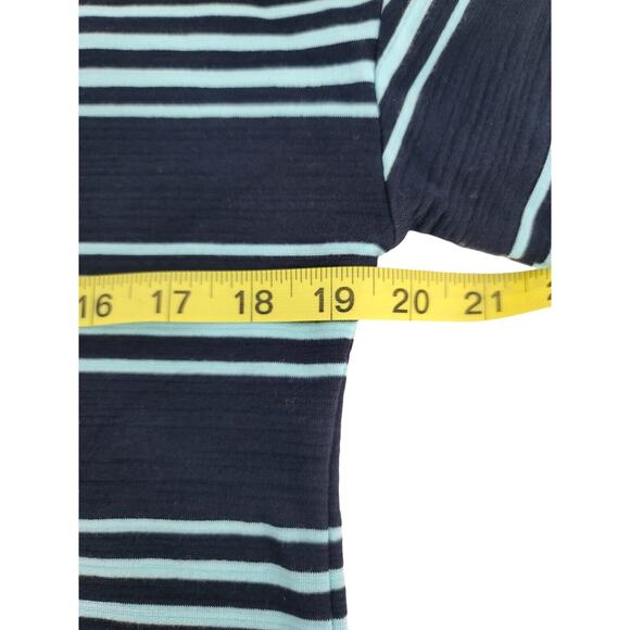 T by Talbots Women's Striped Shift Dress Small‎ UPF 50+ Cotton Modal Navy Aqua - Picture 7 of 8